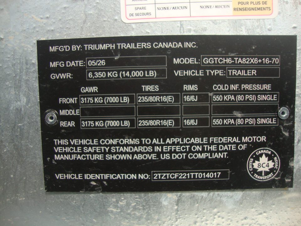 New 2026 Triumph Trailers GGTCH6-TA82x6+16-70 Equipment Trailer