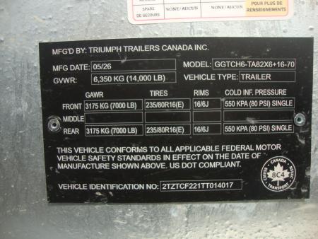 New 2026 Triumph Trailers GGTCH6-TA82x6+16-70 Equipment Trailer
