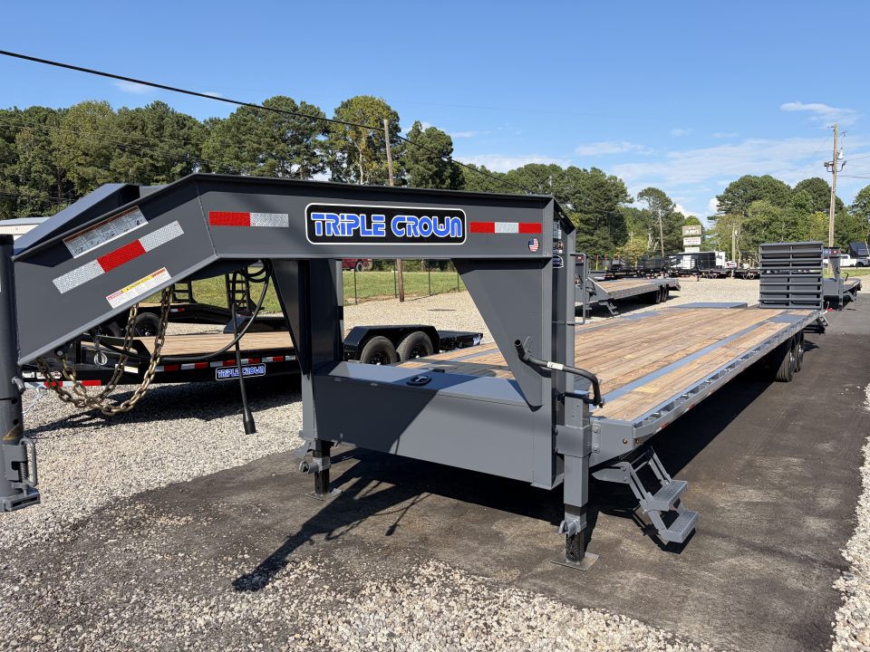 New 2027 Triple Crown Heavy Duty 35' Gooseneck Equipment Trailer, 17,500K GVWR, Mega Ramps, Spare