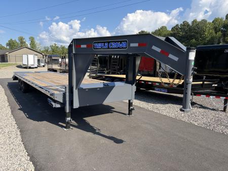 New 2027 Triple Crown Heavy Duty 30' Gooseneck Equipment Trailer, 17,500K GVWR, Mega Ramps, Spare