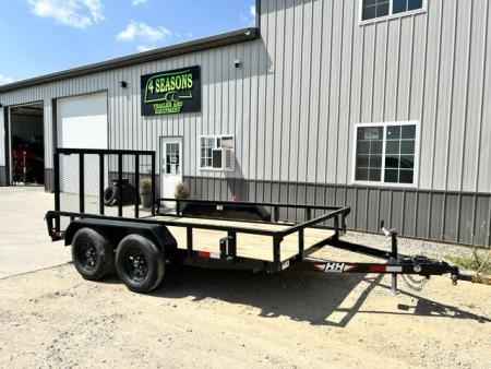 New 2027 H&H Trailers 82 X12' Rail Side 4' GATE TANDEM AXLE 7k gvwr Utility Trailer