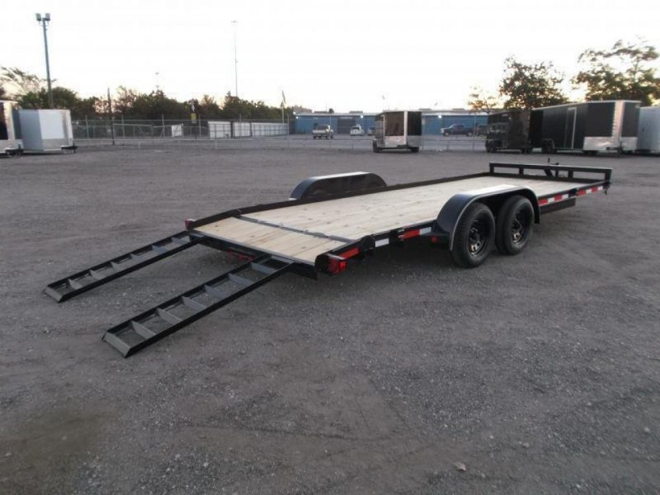 New 2026 Longhorn Trailers 83x18 7K Car Hauler / Racing Trailer / 2ft Dovetail / 5ft Stow Away Ramps / Electric Brakes / LED Lights