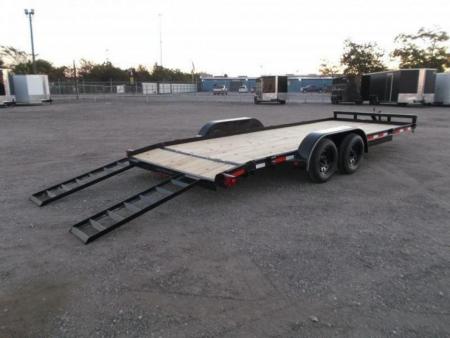 New 2026 Longhorn Trailers 83x18 7K Car Hauler / Racing Trailer / 2ft Dovetail / 5ft Stow Away Ramps / Electric Brakes / LED Lights