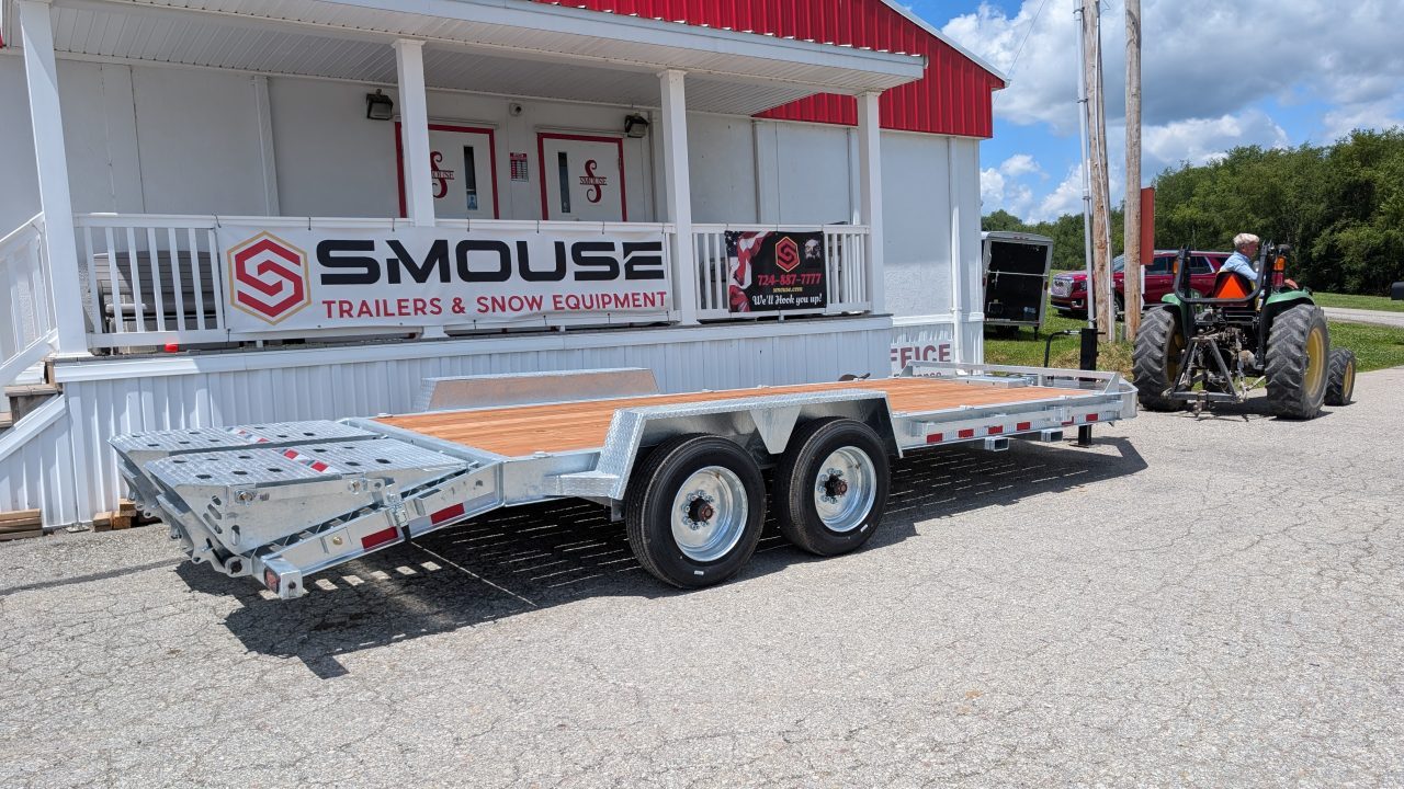New 2027 BWise 20' (17+3) HD Lo Pro GALVANIZED Equipment Hauler w/ Full Width Self Leveling Ramps & Self Cleaning Dove Tail