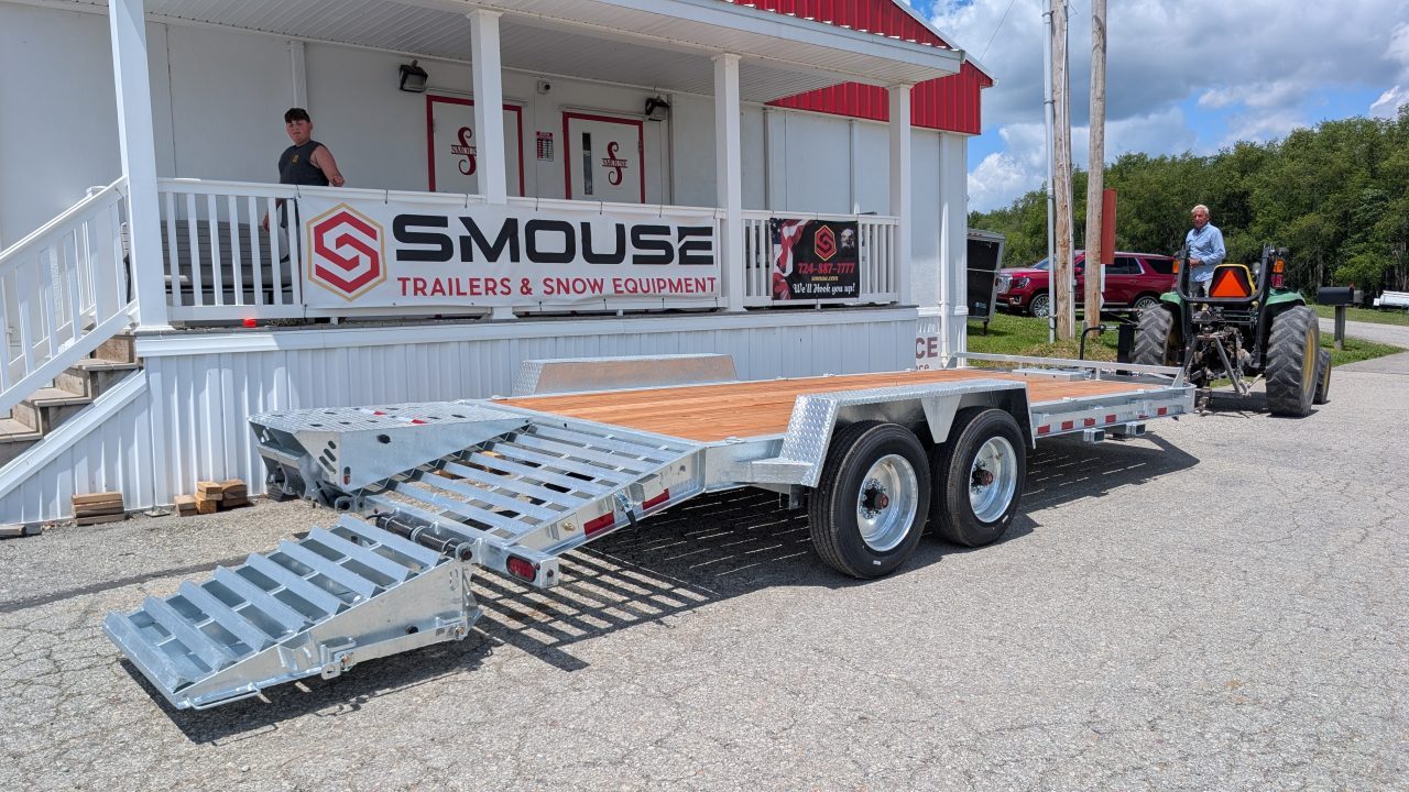 New 2027 BWise 20' (17+3) HD Lo Pro GALVANIZED Equipment Hauler w/ Full Width Self Leveling Ramps & Self Cleaning Dove Tail