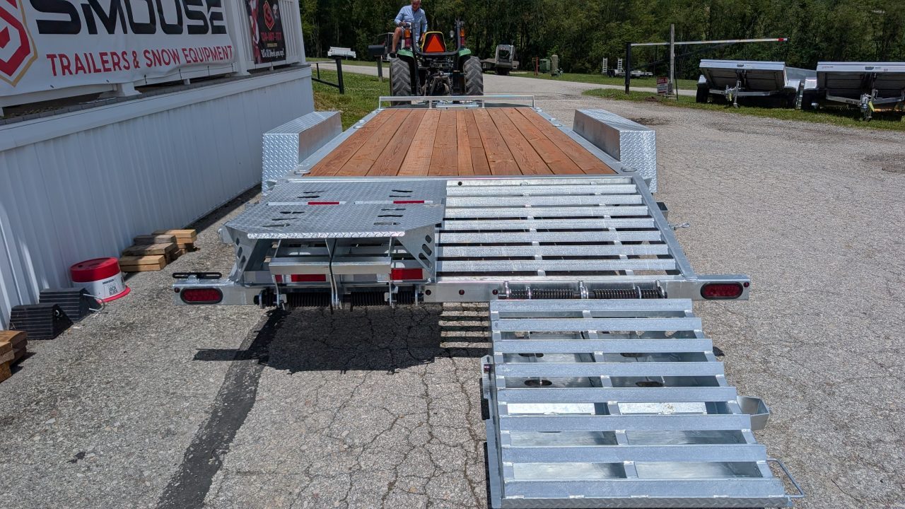 New 2027 BWise 20' (17+3) HD Lo Pro GALVANIZED Equipment Hauler w/ Full Width Self Leveling Ramps & Self Cleaning Dove Tail
