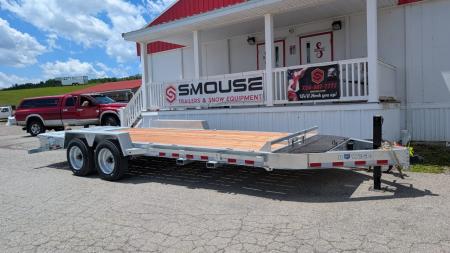 New 2027 BWise 20' (17+3) HD Lo Pro GALVANIZED Equipment Hauler w/ Full Width Self Leveling Ramps & Self Cleaning Dove Tail