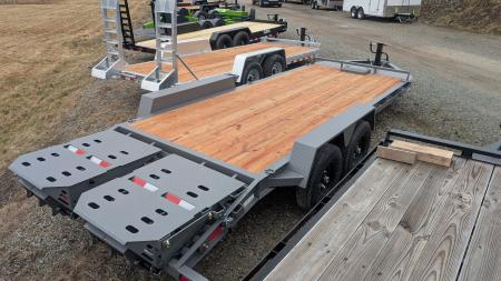 New 2027 BWise 20' (17+3) HD Lo Pro Equipment Hauler w/ Full Width Self Leveling Ramps & Self Cleaning Dove Tail