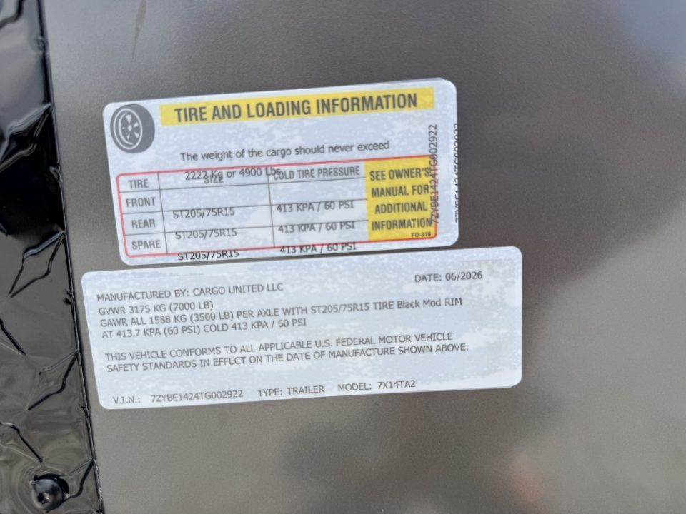New 2027 Cargo United 7x14 TA (7FT HT) BLACKOUT .80 Polycore Cargo / Enclosed Trailer