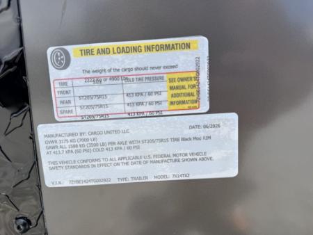 New 2027 Cargo United 7x14 TA (7FT HT) BLACKOUT .80 Polycore Cargo / Enclosed Trailer