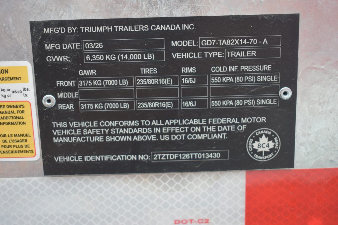 New 2026 Triumph Trailers GD7-TA82X14-70​ Dump Trailer