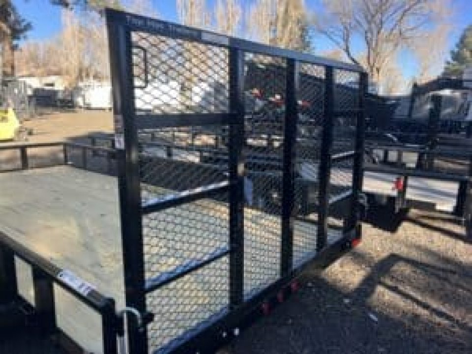 New 2027 Top Hat Trailers 83X14 Pipe Rail Utility Flatbed Trailer Ramp Gate Utility Trailer