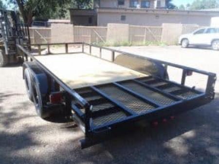 New 2027 Top Hat Trailers 83X14 Pipe Rail Utility Flatbed Trailer Ramp Gate Utility Trailer