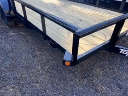 New 2027 Top Hat Trailers 83X14 Pipe Rail Utility Flatbed Trailer Ramp Gate Utility Trailer
