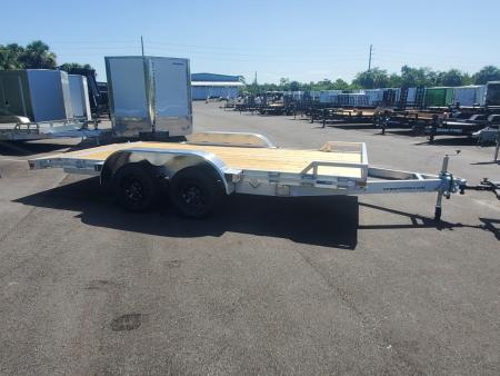 New 2027 ALCOM 7X16 ALUMINUM FRAME 7000 LB GVWR(2-3500 LB AXLES) Car / Racing Trailer WITH PRESSURE TREATED DECK, REMOVEABLE DRIVERS SIDE FENDER, SLIDE IN RAMPS, 4 D RINGS