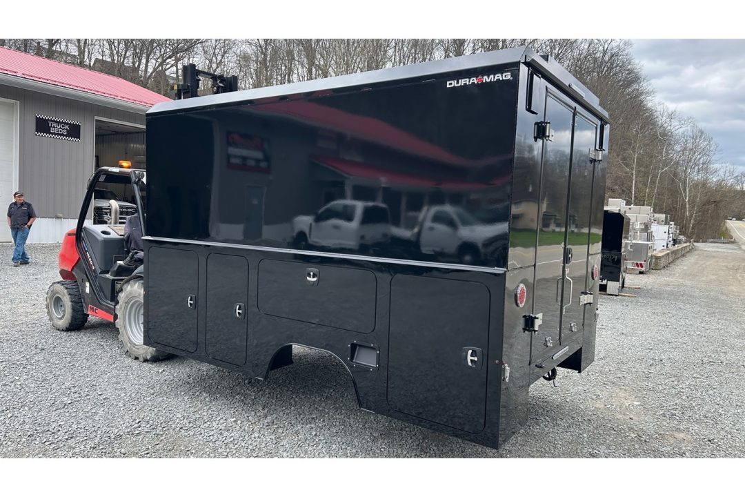 New Dura Mag Truck Bodies S-Series Aluminum Canopy Service Body 84"ca Cab and Chassis DRW Gloss Black