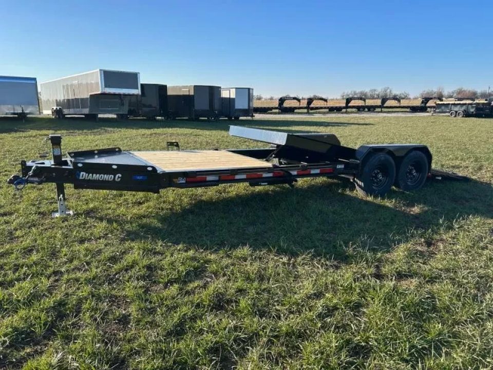 New 2027 Diamond C Trailers 82x22 Tandem 14.9K Gravity Tilt w/ 6' Stationary Deck & HD Tool Box Tilt Trailer