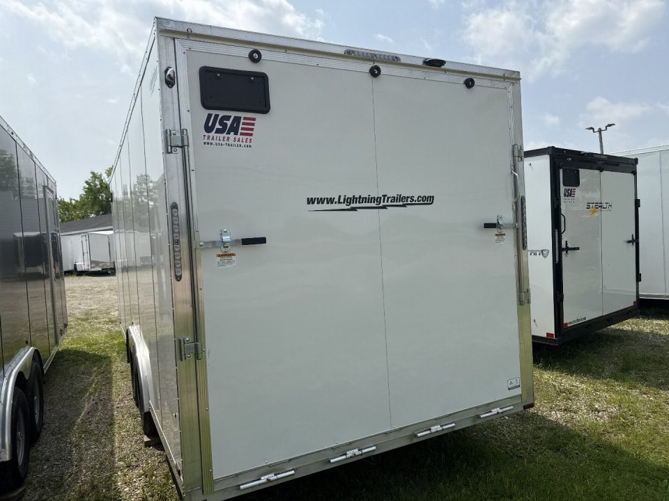 New 2025 Lightning 8.5 x 20 Enclosed All Aluminum Car Hauler with Ramp 7K GVW 7ft Interior Height