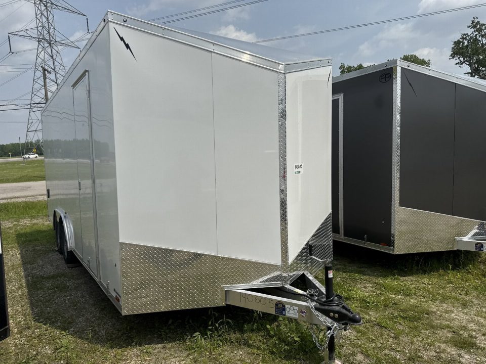 New 2025 Lightning 8.5 x 20 Enclosed All Aluminum Car Hauler with Ramp 7K GVW 7ft Interior Height