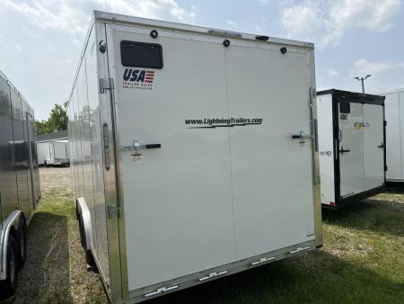 New 2025 Lightning 8.5 x 20 Enclosed All Aluminum Car Hauler with Ramp 7K GVW 7ft Interior Height