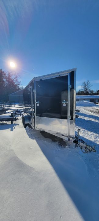 New 2026 Lightning Trailers 7X19 BLACK 7' TALL 7K Snowmobile Trailer