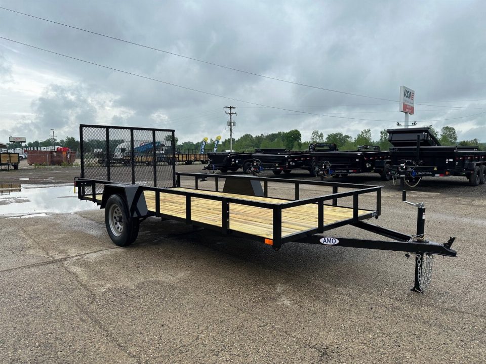 New 2025 AMO 6.4X14 3k LED & Spring Assist Fold Flat Gate Landscape Trailer