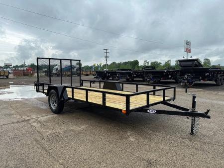 New 2025 AMO 6.4X14 3k LED & Spring Assist Fold Flat Gate Landscape Trailer