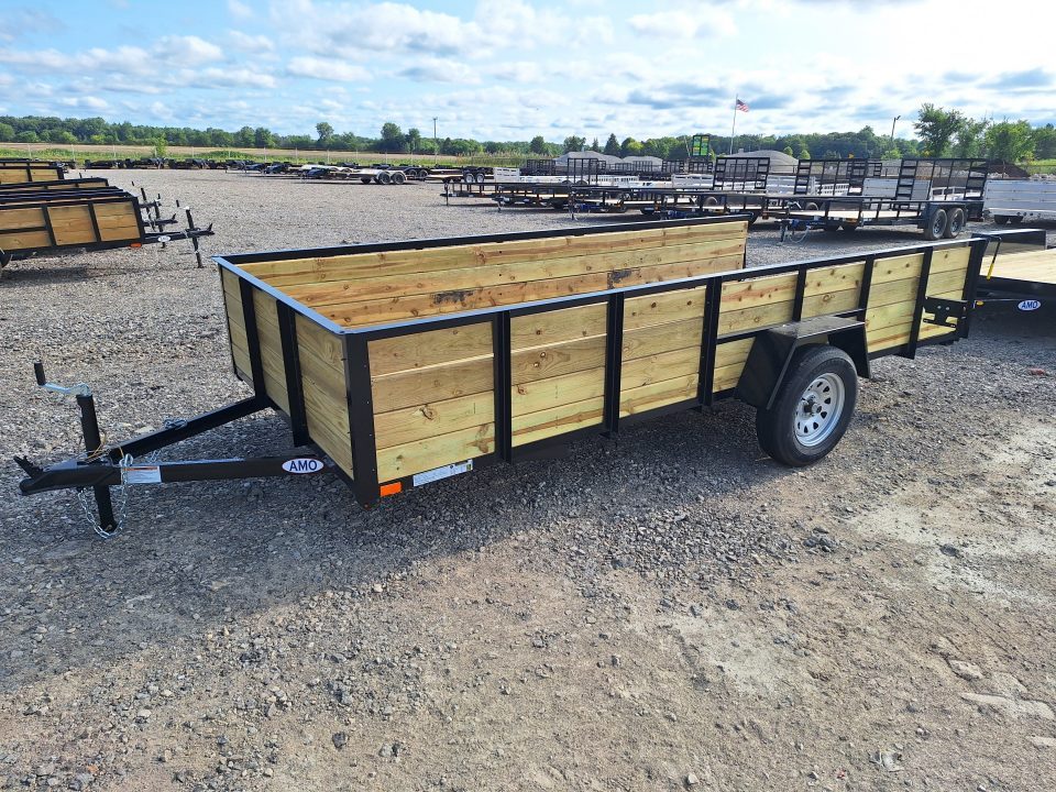 New 2027 AMO 76x14 High Woodside Utility Trailer W/ Led Lights & Spring Assist Gate