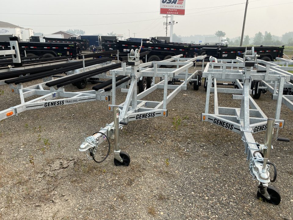 New 2026 Genesis Trailers 22Ft Crank Up Pontoon W/ No Brakes Boat Trailer