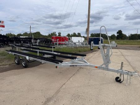 New 2026 Genesis Trailers 20Ft Tandem axle W/ No Brakes Galvanized Bunk Style Tritoon Boat Trailer