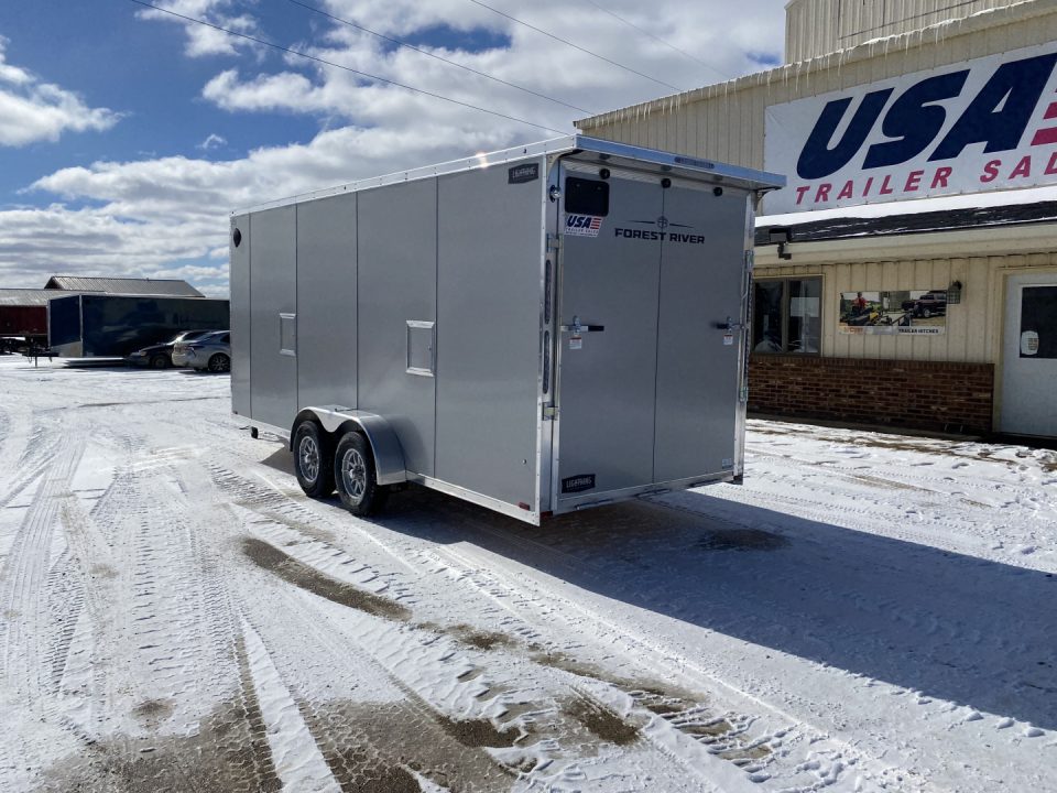 New 2026 Lightning Trailers 7X19 Aluminum 2-Place w/7ft Height Radar Pkg & Black Out Pkg Snowmobile Trailer