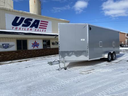 New 2026 Lightning Trailers 7X19 Aluminum 2-Place w/7ft Height Radar Pkg & Black Out Pkg Snowmobile Trailer