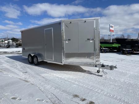 New 2026 Lightning Trailers 7X19 Aluminum 2-Place w/7ft Height Radar Pkg & Black Out Pkg Snowmobile Trailer