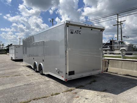 New 2026 ATC 28 FT ROM 450 ALUMINUM ENCLOSED CAR HAULER PREMIUM ESCAPE DOOR TRACK DAY TRAILER WITH BATHROOM 10K GVWR