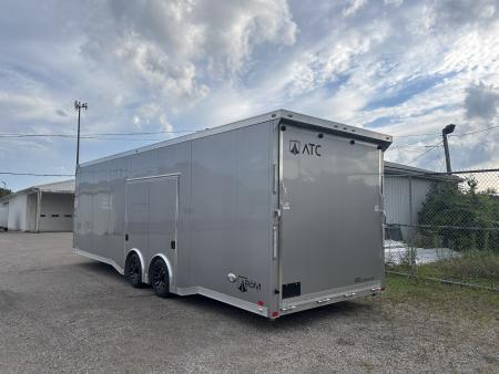 New 2026 ATC 28 FT ROM 450 ALUMINUM ENCLOSED CAR HAULER PREMIUM ESCAPE DOOR TRACK DAY TRAILER 10K GVWR
