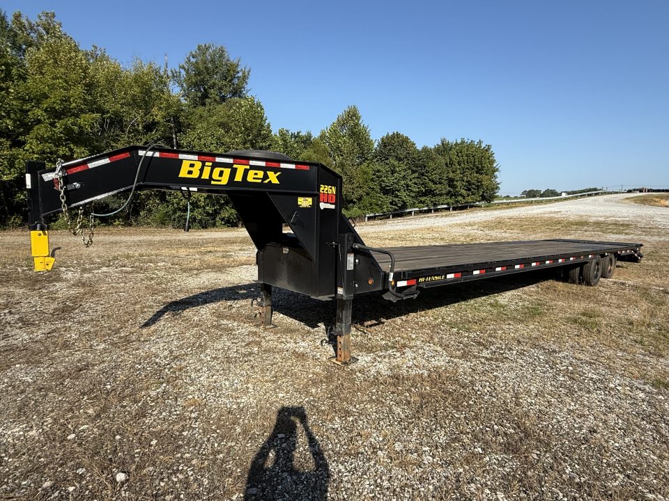 Used 2026 Big Tex 22GN-40 Flatbed Trailer, 35+5, MEGA RAMPS, 2 SPD JACKS, SPARE TIRE
