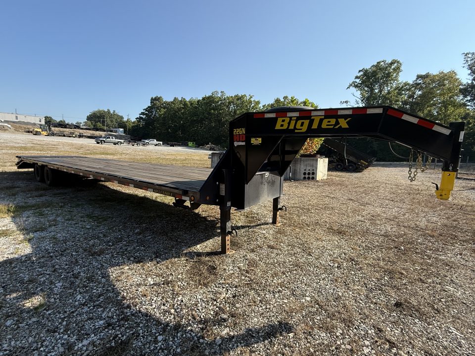 Used 2026 Big Tex 22GN-40 Flatbed Trailer, 35+5, MEGA RAMPS, 2 SPD JACKS, SPARE TIRE