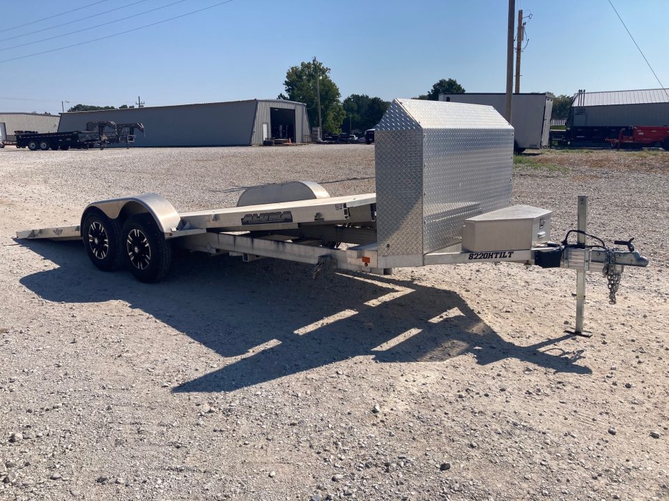 Used 2020 Aluma 82X20 TANDEM 7K ALUM TILT W/ ROCK SHIELD, ALUM DECK, IN FLOOR LIGHTS & IN BED LIGHTS Tilt Trailer