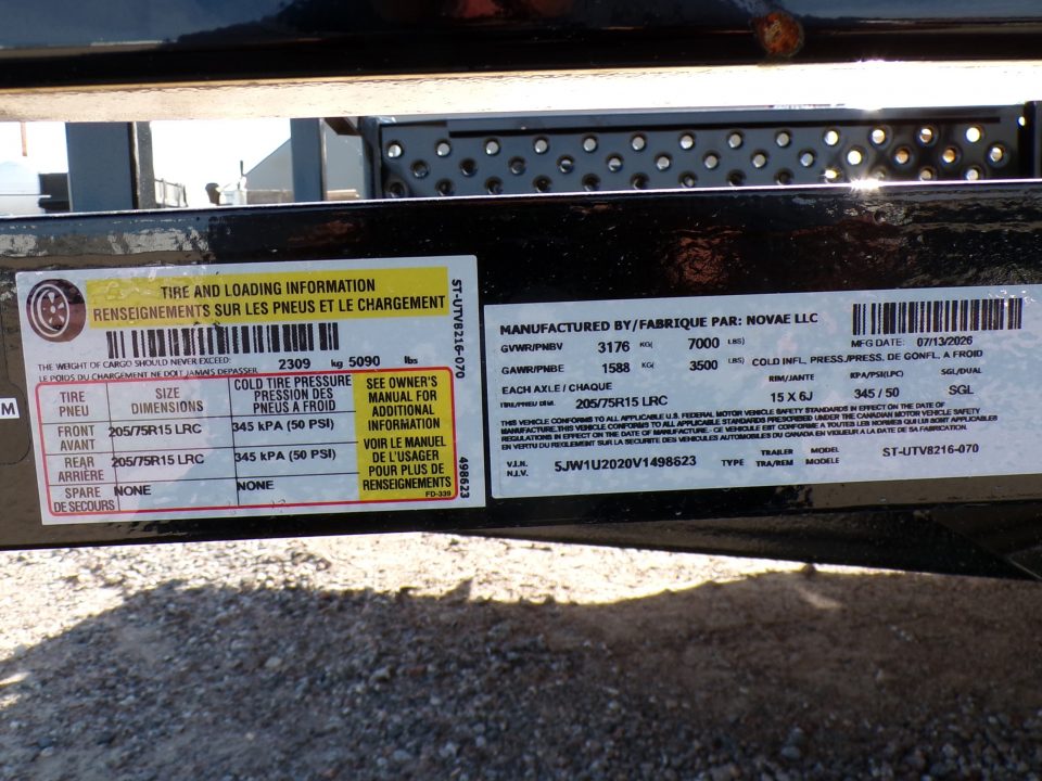 New *2027 Sure-Trac UTV8216 Utility Trailer