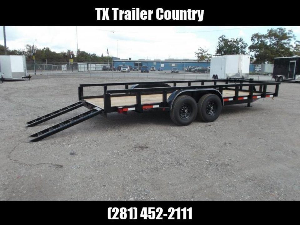 New 2027 J&C Trailers 83x20 14K Utility Trailer / 7000# Axles / 3" Heavy Duty Square Tubing / 5ft C-Channel Ramps
