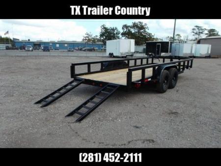 New 2027 J&C Trailers 83x20 14K Utility Trailer / 7000# Axles / 3  Heavy Duty Square Tubing / 5ft C-Channel Ramps