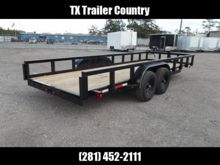 New 2027 J&C Trailers 83x20 14K Utility Trailer / 7000# Axles / 3" Heavy Duty Square Tubing / 5ft C-Channel Ramps