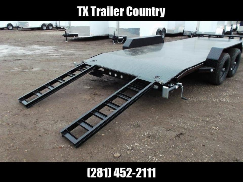 New 2027 J&C Trailers 83X20 7K Steel Deck Car Hauler / 2ft Dovetail / Bulldog Coupler / 5ft Ramps / LED's / Winch Plate