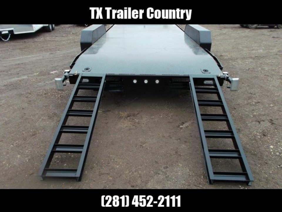 New 2027 J&C Trailers 83X20 7K Steel Deck Car Hauler / 2ft Dovetail / Bulldog Coupler / 5ft Ramps / LED's / Winch Plate