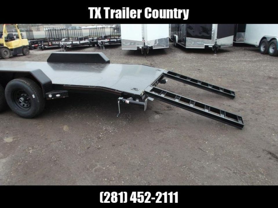 New 2027 J&C Trailers 83X20 7K Steel Deck Car Hauler / 2ft Dovetail / Bulldog Coupler / 5ft Ramps / LED's / Winch Plate
