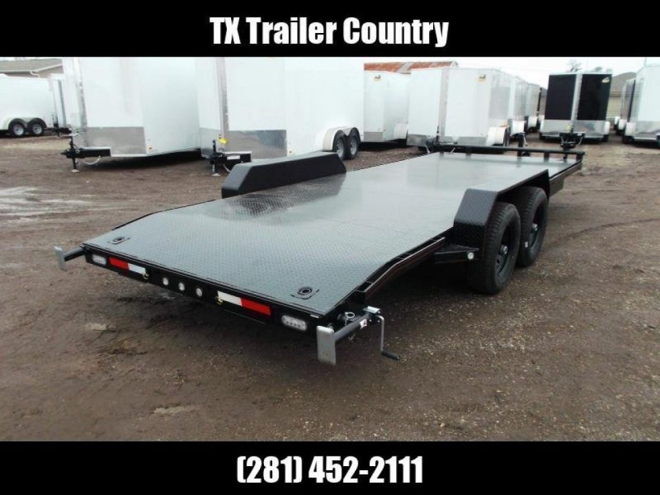 New 2027 J&C Trailers 83X20 7K Steel Deck Car Hauler / 2ft Dovetail / Bulldog Coupler / 5ft Ramps / LED's / Winch Plate