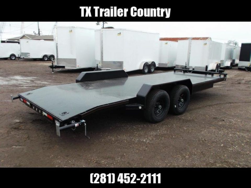 New 2027 J&C Trailers 83X20 7K Steel Deck Car Hauler / 2ft Dovetail / Bulldog Coupler / 5ft Ramps / LED's / Winch Plate