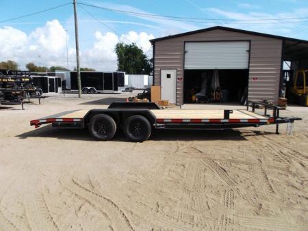 New 2027 J&C Trailers 83x20 7K Car Hauler / Racing Trailer / 2ft Steel Dovetail / 5ft Stow Away Ramps / Electric Brakes / LED Lights / Winch Plate