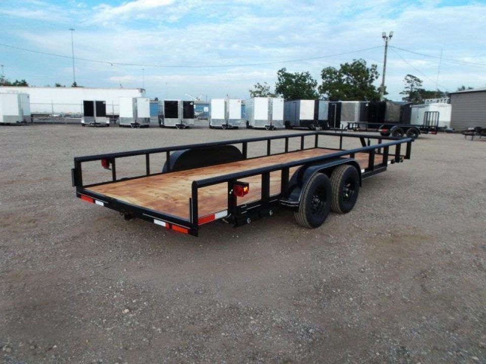 New 2027 J&C Trailers 83x20 Utility Trailer / Lowboy Trailer / 5ft Slide Out Ramps / Electric Brakes / 2" Bulldog Coupler / Heavy Duty Pipetop