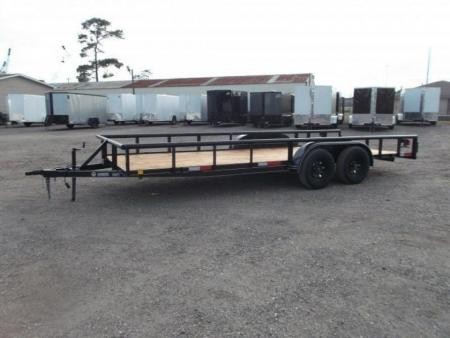New 2027 J&C Trailers 83x20 Utility Trailer / Lowboy Trailer / 5ft Slide Out Ramps / Electric Brakes / 2" Bulldog Coupler / Heavy Duty Pipetop